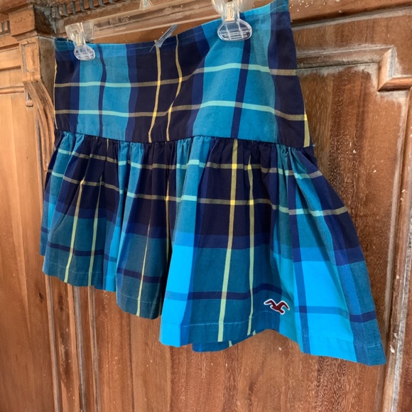 Hollister NEW Blue Plaid Cotton Lined Mini Skirt Size 9 - Picture 3 of 9